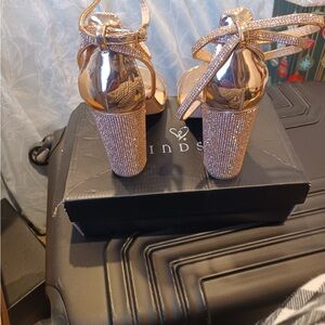 Windsor Metallic Gold Heels with Sparkling Accents